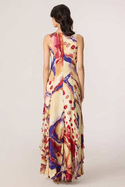Saaksha & Kinni Multicolour abstract printed dress SAAKJUL26D349197