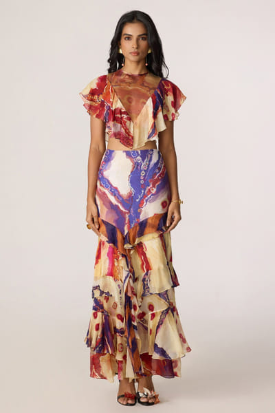 Saaksha & Kinni Multicolour abstract printed blouse SAAKJUL26D148582