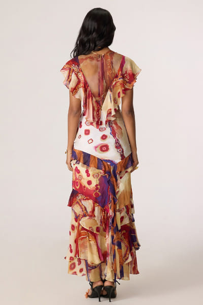 Saaksha & Kinni Multicolour abstract printed skirt SAAKJUL26D148583