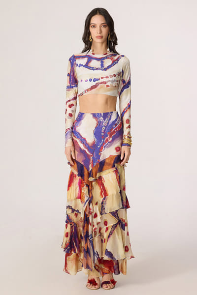 Saaksha & Kinni Multicolor abstract printed blouse SAAKAUG26D253730