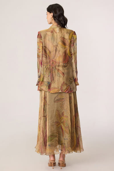 Saaksha & Kinni Gold abstract floral printed blazer SAAKJUL26D148584
