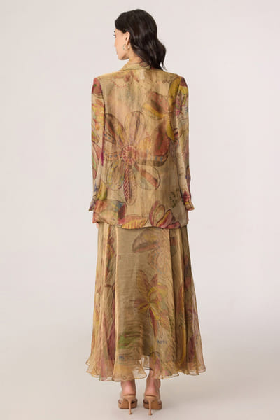 Saaksha & Kinni Gold abstract floral printed skirt SAAKJUL26D148586