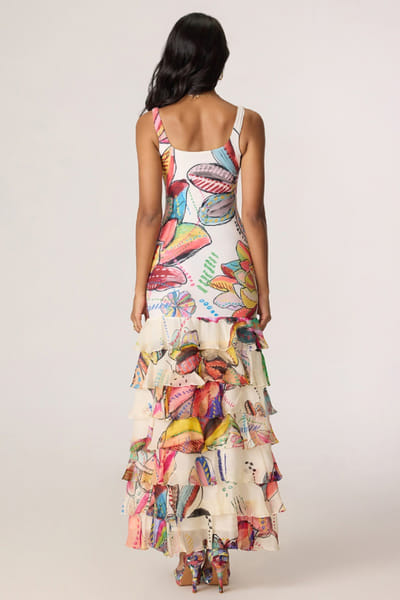 Saaksha & Kinni Multicolour abstract floral printed maxi dress SAAKJUL26D148578