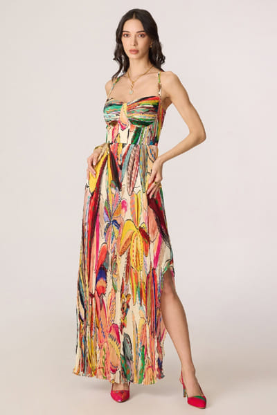 Saaksha & Kinni Multicolour abstract floral printed dress SAAKJUL26D349198