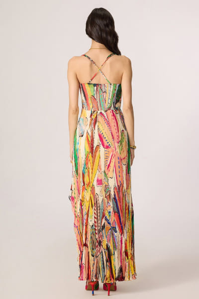 Saaksha & Kinni Multicolour abstract floral printed dress SAAKJUL26D349198