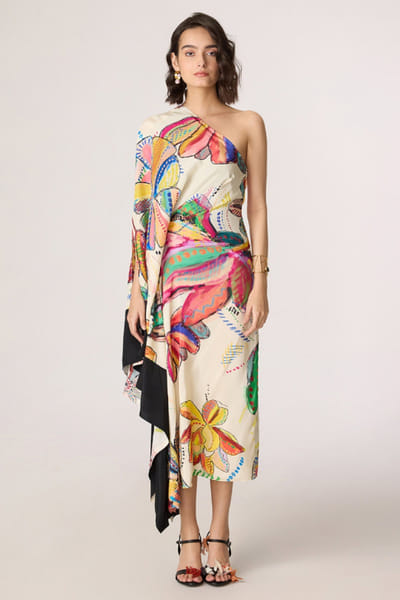 Saaksha & Kinni Multicolor abstract floral print kaftan dress SAAKJUL26D349212
