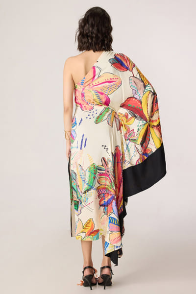 Saaksha & Kinni Multicolor abstract floral print kaftan dress SAAKJUL26D349212