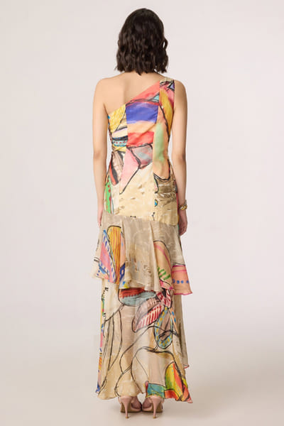 Saaksha & Kinni Multicolour abstract-floral printed dress SAAKJUL26D349208