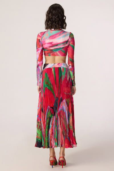 Saaksha & Kinni Pink abstract floral printed blouse SAAKJUL26D349217