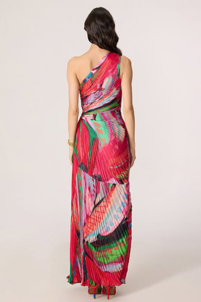 Saaksha & Kinni Pink abstract floral printed maxi dress SAAKJUL26D349209