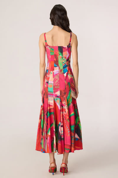 Saaksha & Kinni Pink abstract printed midi dress SAAKJUL26D148597
