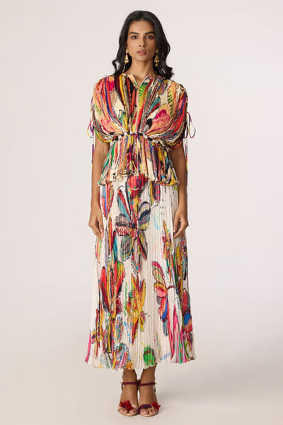 Saaksha & Kinni Multicolor abstract floral printed blouse SAAKJUL26D148588