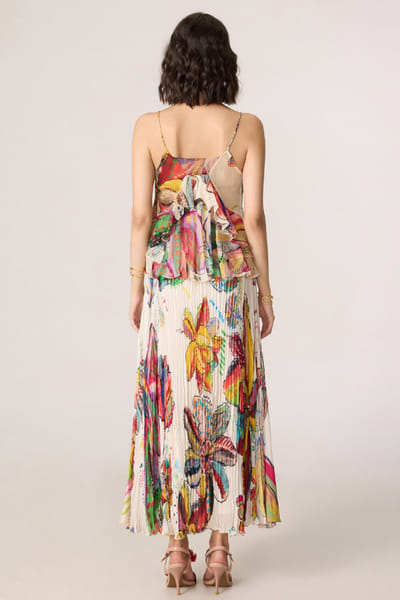 Saaksha & Kinni Multicolor abstract-floral printed skirt SAAKJUL26D148594