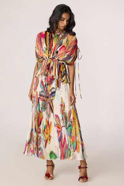 Saaksha & Kinni Multicolor abstract floral printed skirt SAAKJUL26D148589