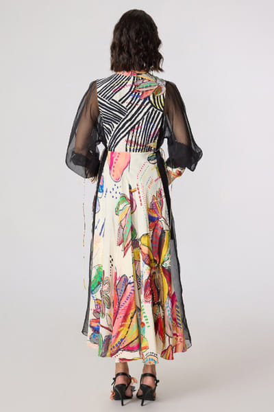 Saaksha & Kinni Multicolor abstract floral printed midi dress SAAKJUL26D349211