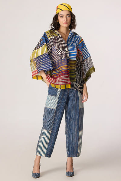 Saaksha & Kinni Multicolour stripe printed shirt SAAKJUL26D349206