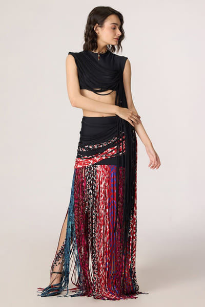 Saaksha & Kinni Multicolor abstract embellished skirt SAAKJUL26D349192