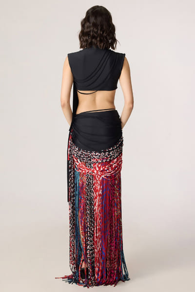 Saaksha & Kinni Multicolor abstract embellished skirt SAAKJUL26D349192