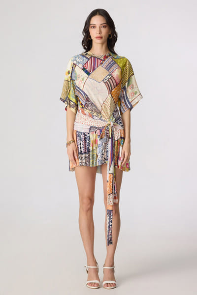 Saaksha & Kinni Multicolour abstract printed mini dress SAAKJUL26D349195