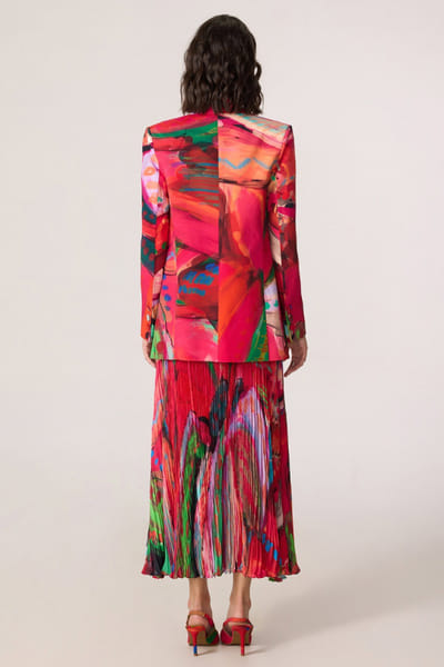 Saaksha & Kinni Pink abstract floral printed blazer SAAKJUL26D349216