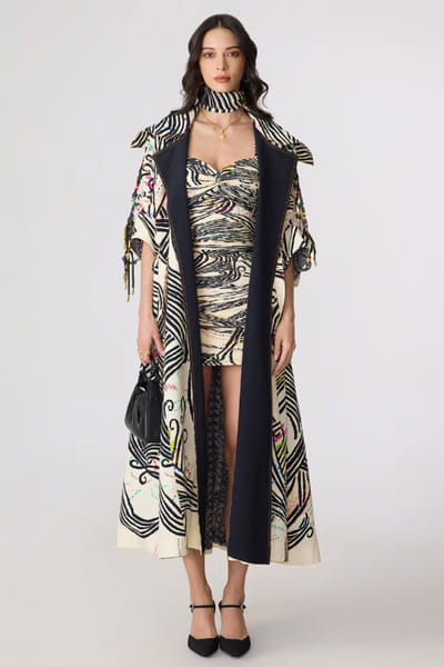 Saaksha & Kinni Black and white abstract printed mini dress SAAKJUL26D148591