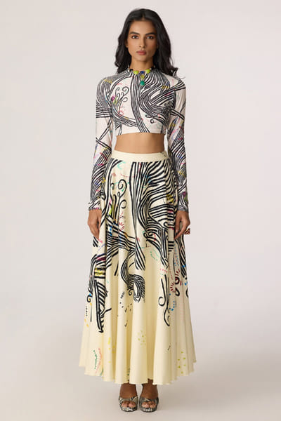 Saaksha & Kinni Multicolor abstract floral printed blouse SAAKJUL26D349203