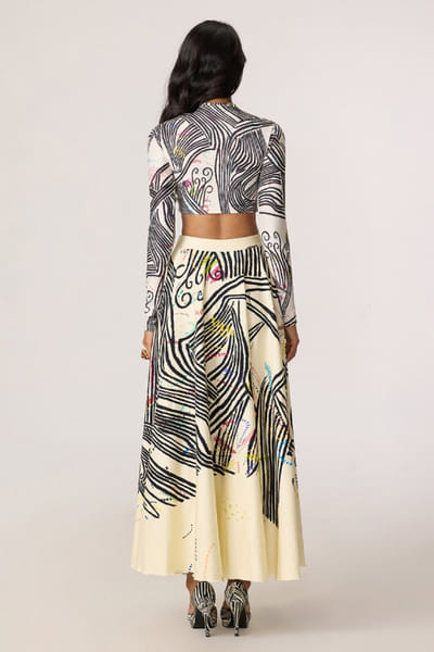 Saaksha & Kinni Multicolor abstract printed maxi skirt SAAKJUL26D349204