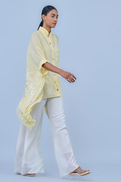 Ecru silk georgette palazzo