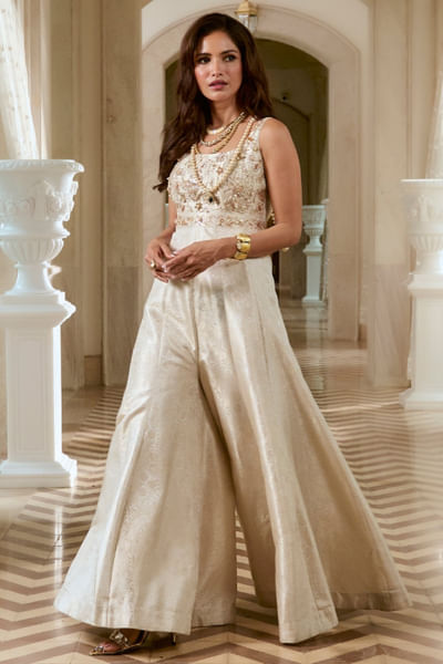 Ivory embroidered jumpsuit