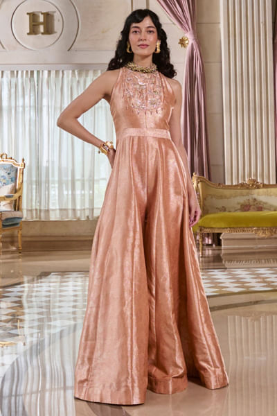 Rose bud embroidered jumpsuit