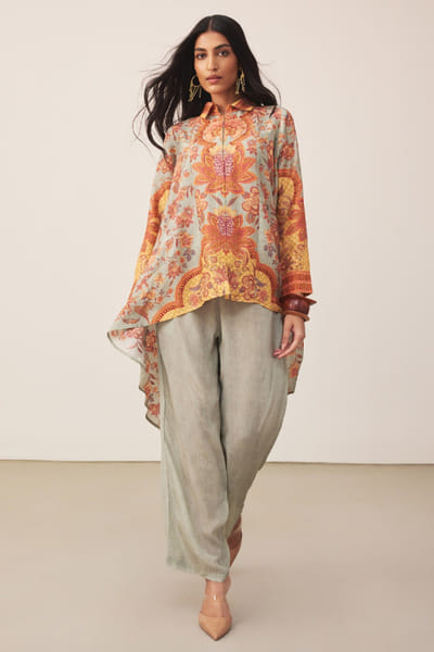 Ritu Kumar Multicoloured floral print kurti and pant set RITUJUN26D347290