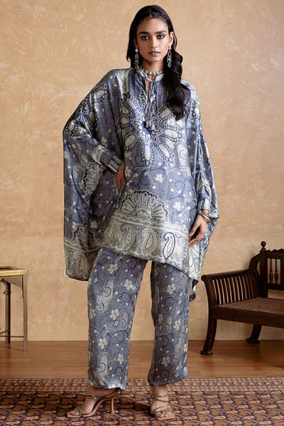 Grey printed tunic set