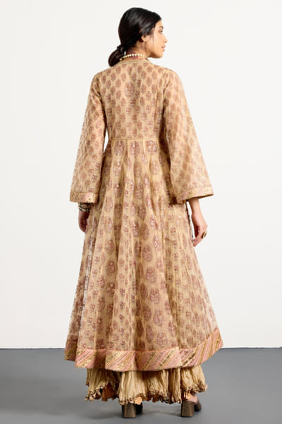 Ri Ritu Kumar Pink embroidered hand block print anarkali set RIRIMAY26D145564