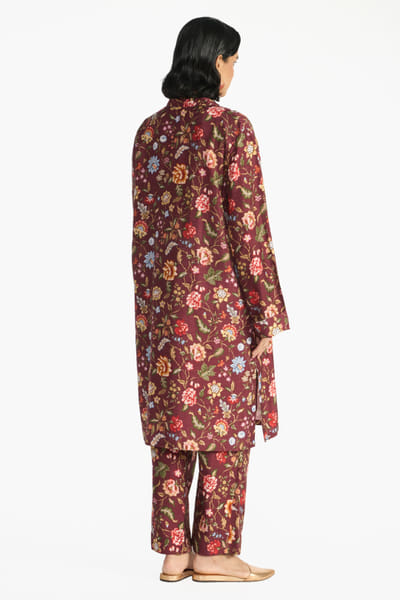 Payal Pratap Wine floral printed pants PAYAAUG26D153033