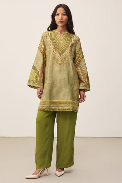 Ritu Kumar Green printed kurti and palazzo set RITUJUN26D347309