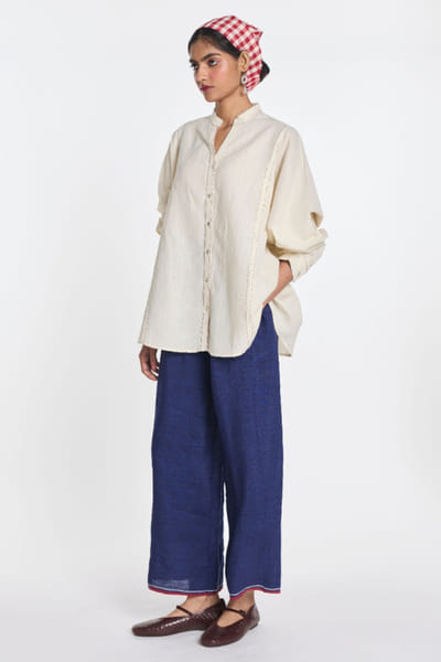 Navy blue linen pants