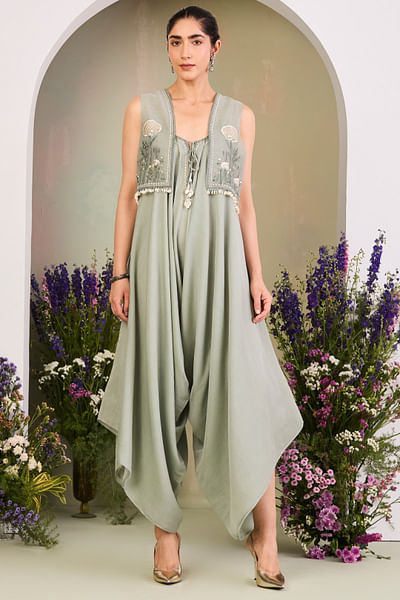 Sage green asymmetrical jumpsuit
