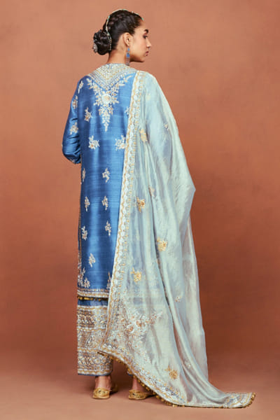 Sue Mue Blue zari embroidered kurta set SUEDEC25D134032