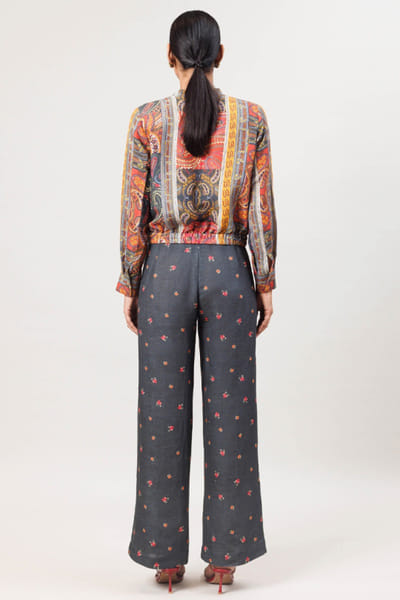 Sue Mue Bottle green printed linen co-ord set SUEMAPR26D143075