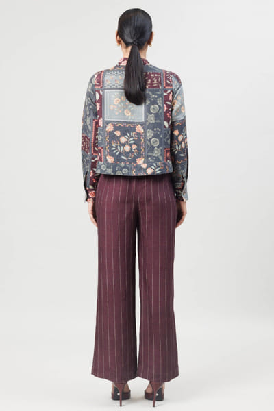 Sue Mue Wine floral printed co-ord set SUEMAPR26D143078