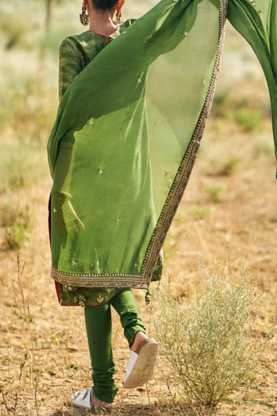 Punit Balana Green Ranthambhore printed kurta set PUBOCT23DP209