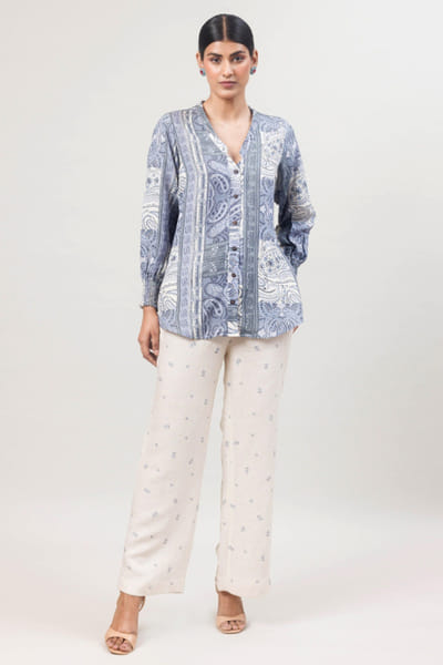 Sue Mue Off-white printed linen co-ord set SUEMAPR26D143084
