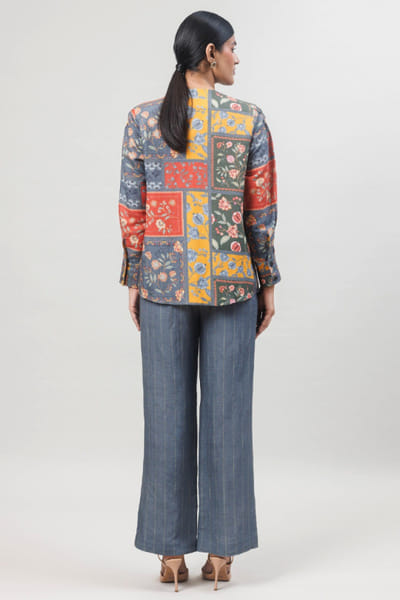 Sue Mue Grey floral printed linen co-ord set SUEMAPR26D143088