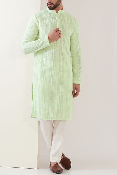 Green chikankari kurta