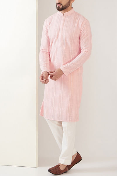 Pink chikankari kurta