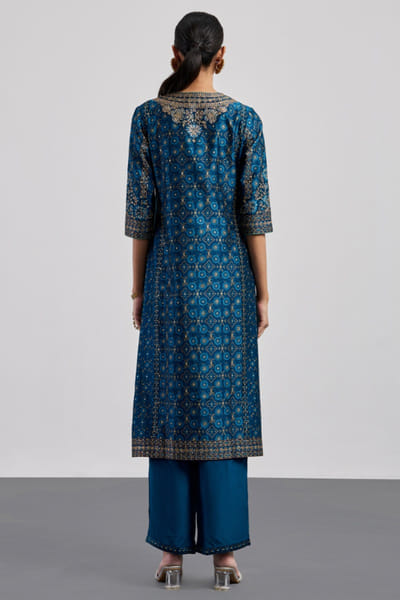 Ri Ritu Kumar Indigo baagh print embroidered kurta set RIRIAUG26D151787