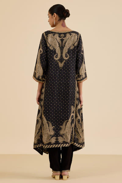 Ritu Kumar Black embroidered paisley print kurta set RITUJUN26D347331