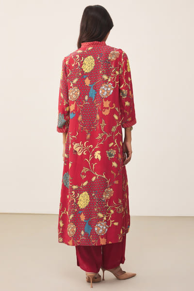 Ritu Kumar Red floral print kurta set RITUJUN26D347333