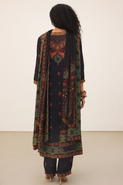 Ritu Kumar Black embroidered kalamjama print kurta set RITUJUN26D347330