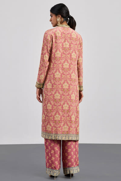 Ri Ritu Kumar Pink-grey printed embroidered kurta set RIRIAUG26D251849